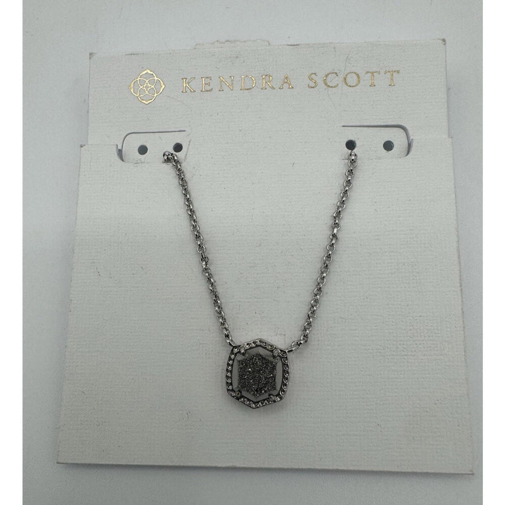 Kendra Scott Davie Drusy Pendant Silver Black